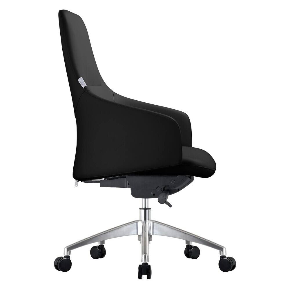 Alt View 1. LeisureMod - Celeste High-Back Office Chair - Modern Leather Upholstery, Adjustable Height, Swivel & Tilt Armrest Desk Chair - Black.