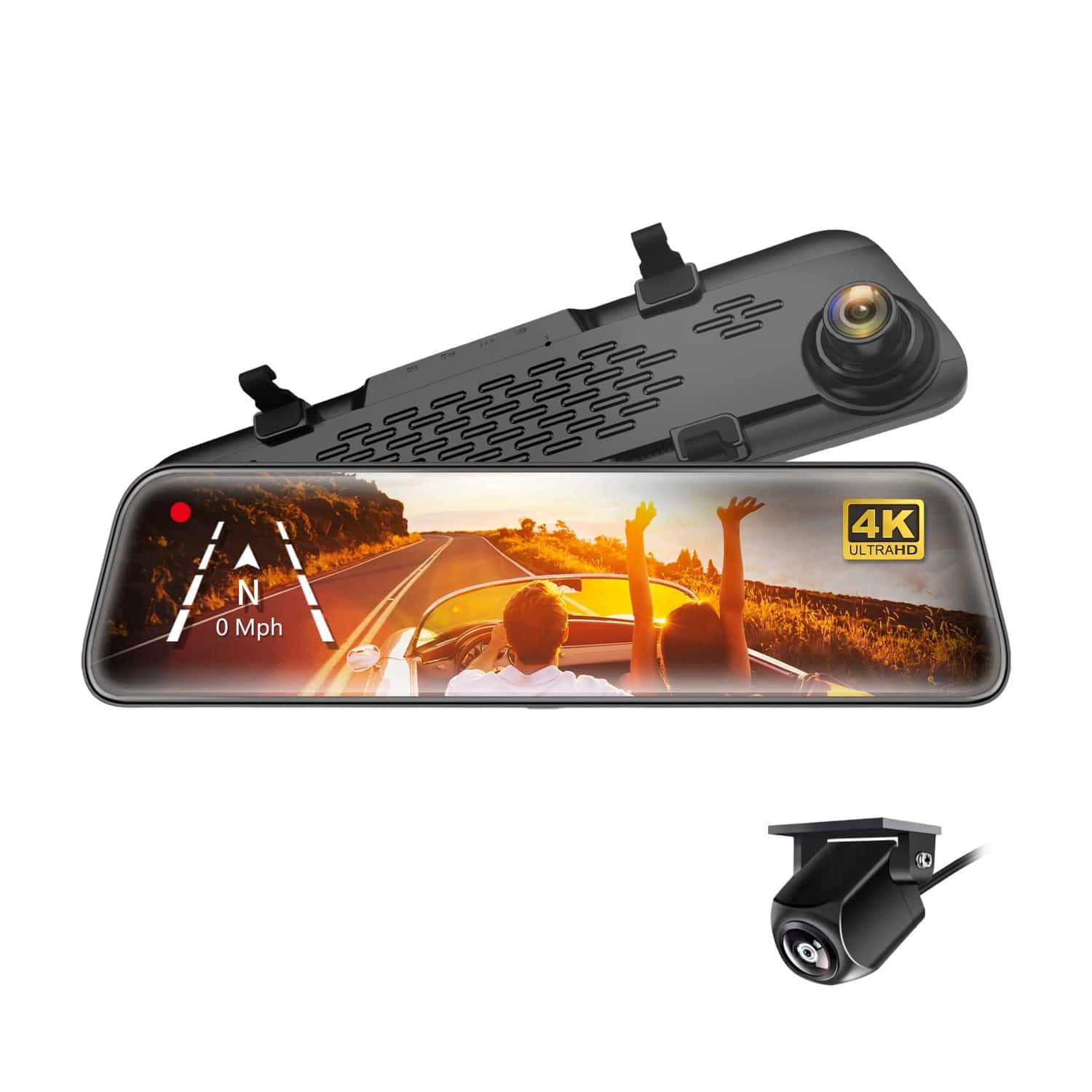 myGEKOgear - GekoGear Oribit D400 11.8" Rearview Mirror 4K Dash Camaera and Back Up Camera - Black