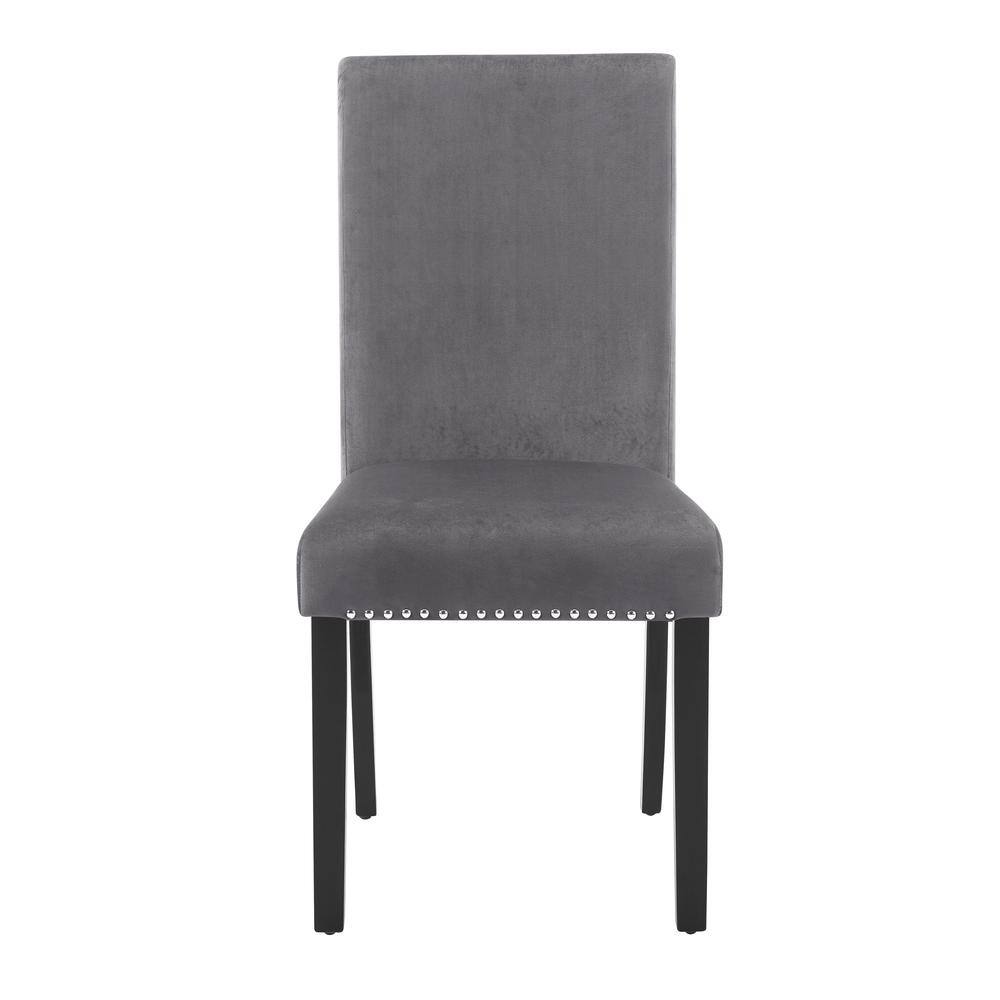 Alt View 2. New Classic Furniture - Furniture 37.75" Velvet & Wood Dining Chair in Gray (Set of 2) - Grey.