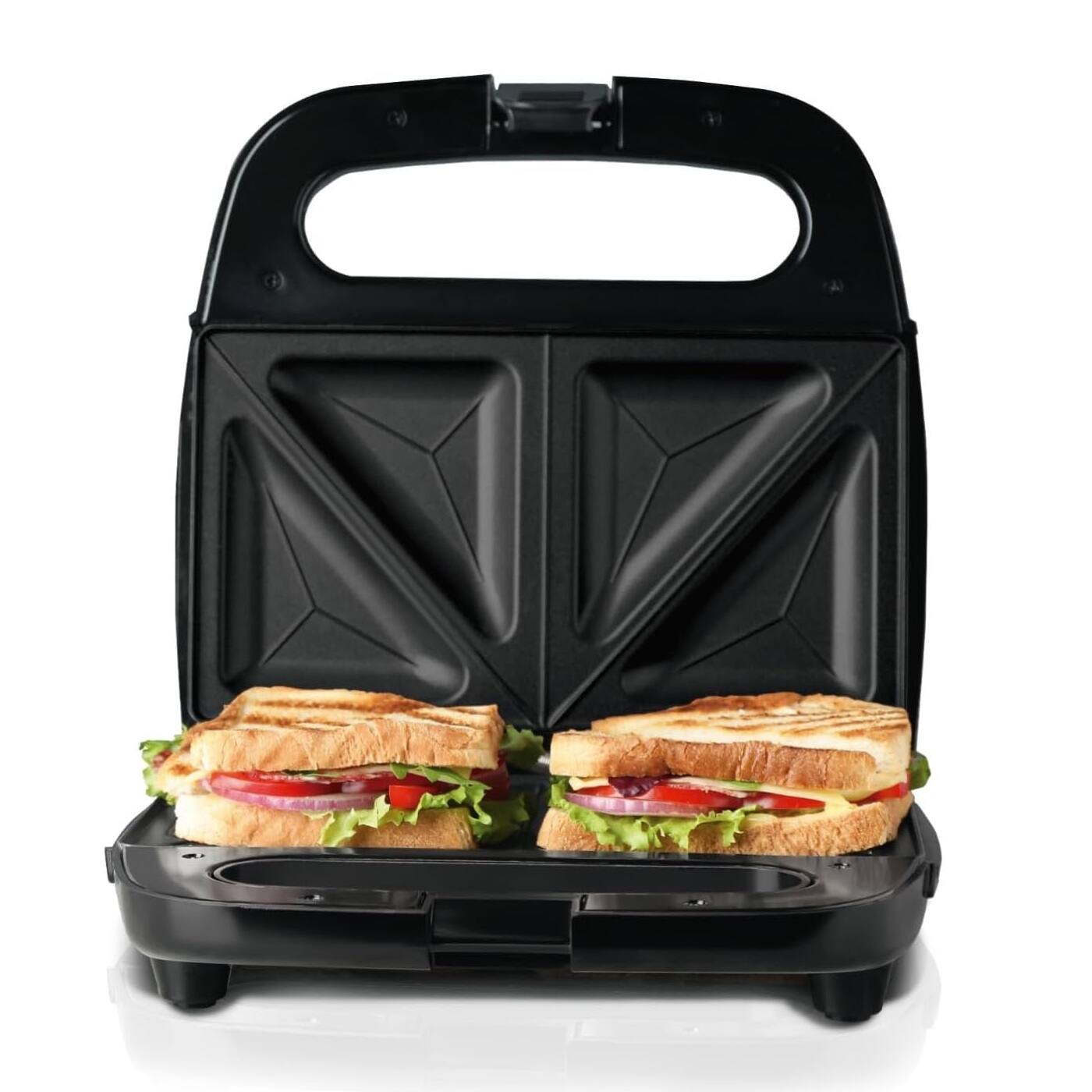 Alt View 2. Lumme - 2-Slice Sandwich Maker with Nonstick Plates & Locking Latch - Black.