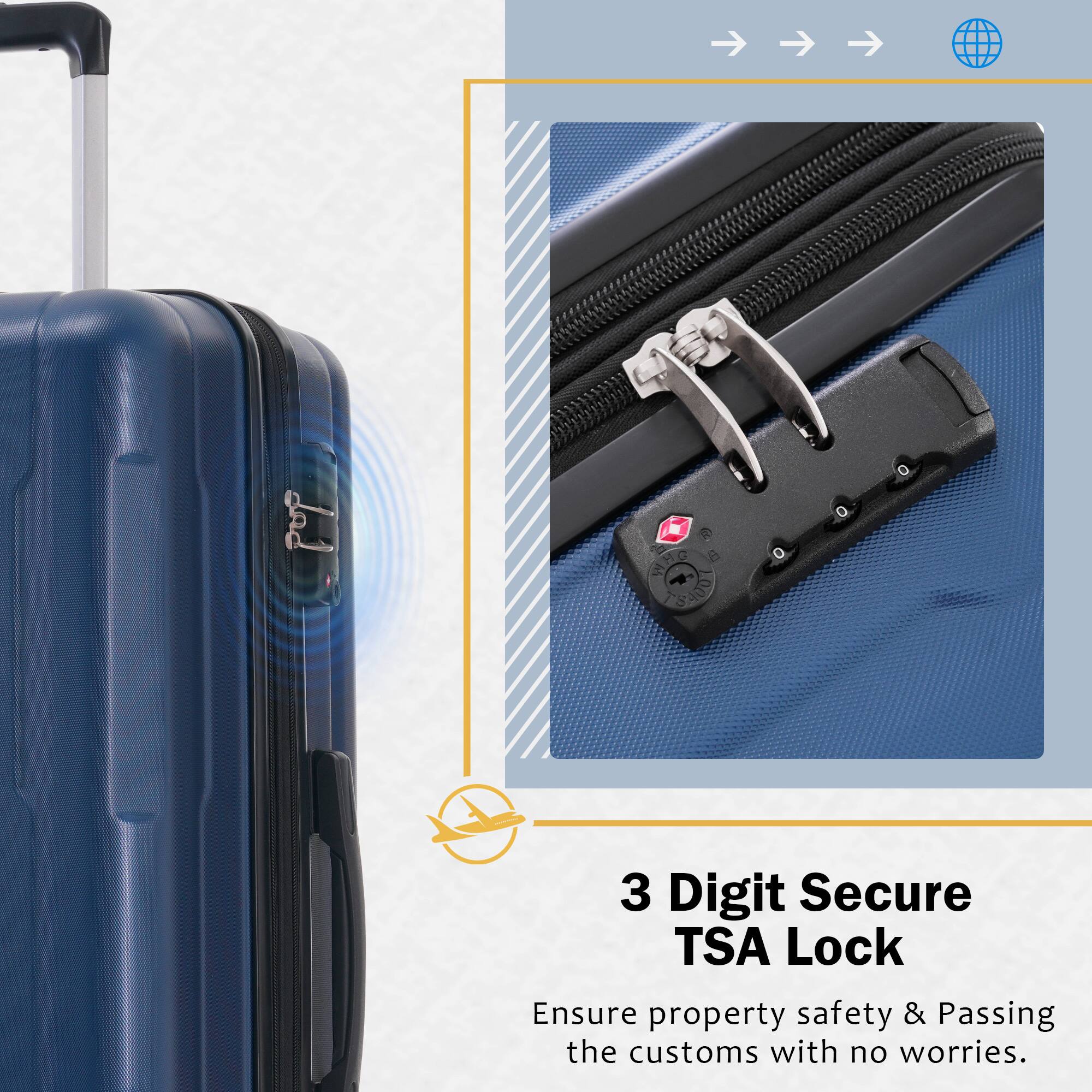 3 Digit Secure TSA Lock  
Ensure property safety & Passing the customs with no worries.