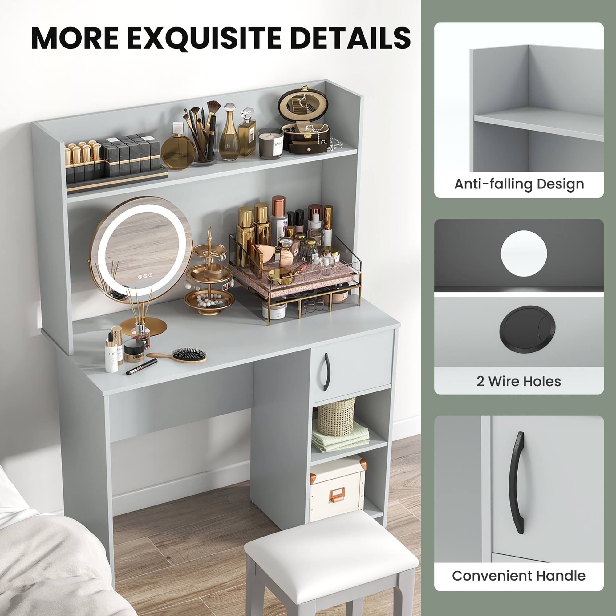 MORE EXQUISITE DETAILS

Anti-falling Design
2 Wire Holes
Convenient Handle