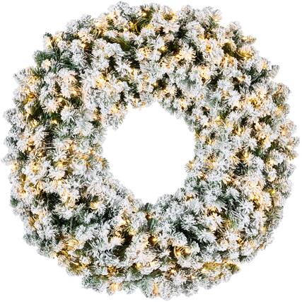 Front. Best Choice Products - Best Choice Products 36in Artificial Pre-Lit Flocked Fir Christmas Wreath Decoration w/ 150 2-in-1 LED Lights, 300 Tips - Flocked - Dual White/Multi.