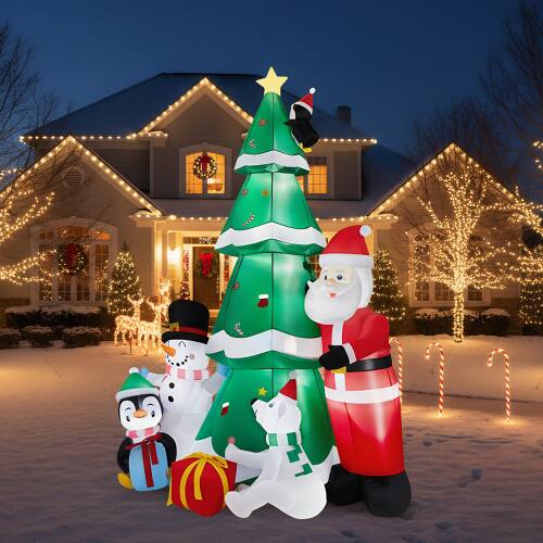 Alt View 9. Winado - 7.5FT Christmas Inflatable Christmas Tree with Santa, Snowman with Built-in Lights for Outdoor Holiday Party Decoration - Multicolor.