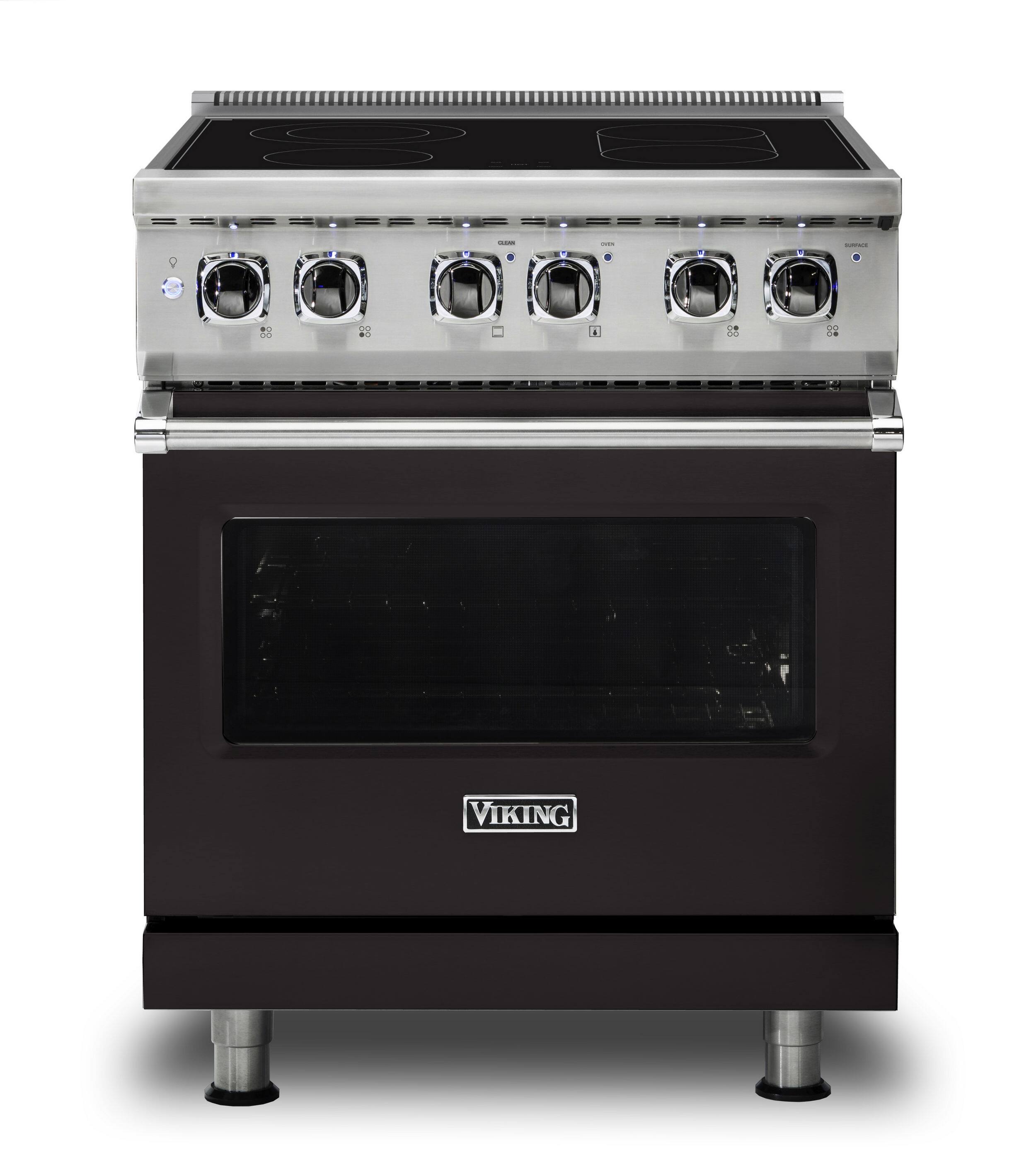 Front. Viking - 5 Series 30" Wide Freestanding Electric Range - Onyx.