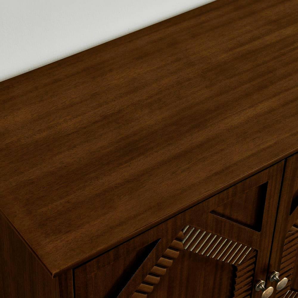 Alt View 4. Kadyn - 65.2" Mid Century Modern Sideboard Buffet Cabinet, Accent Coffee Bar Wine Bar Storage Cabinet, Walnut - Brown.