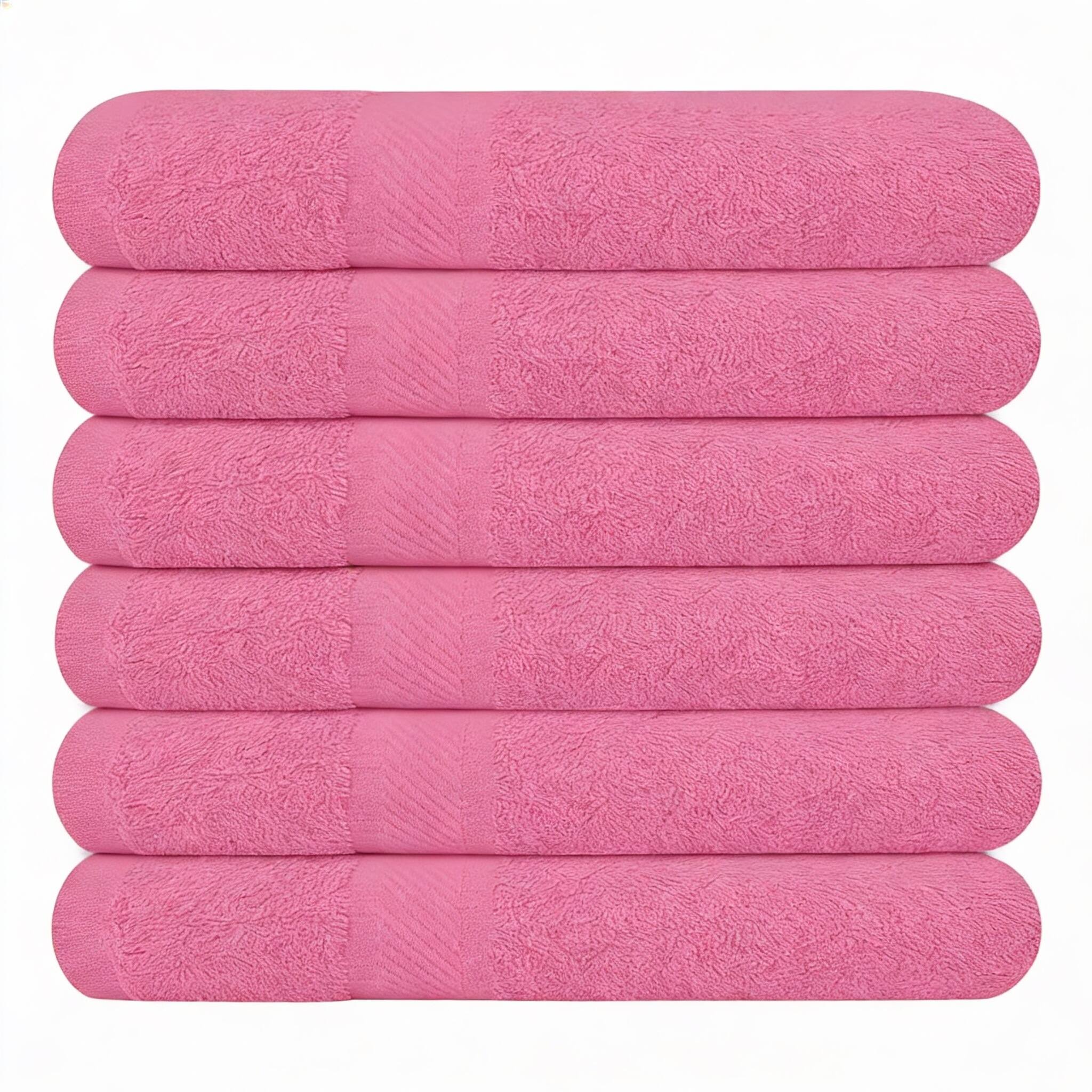 CovertSafe- Cotton Bath Towels 6-Pack Quick-Dry Soft Breathable- Pink Pack of 6 (27''x54'')