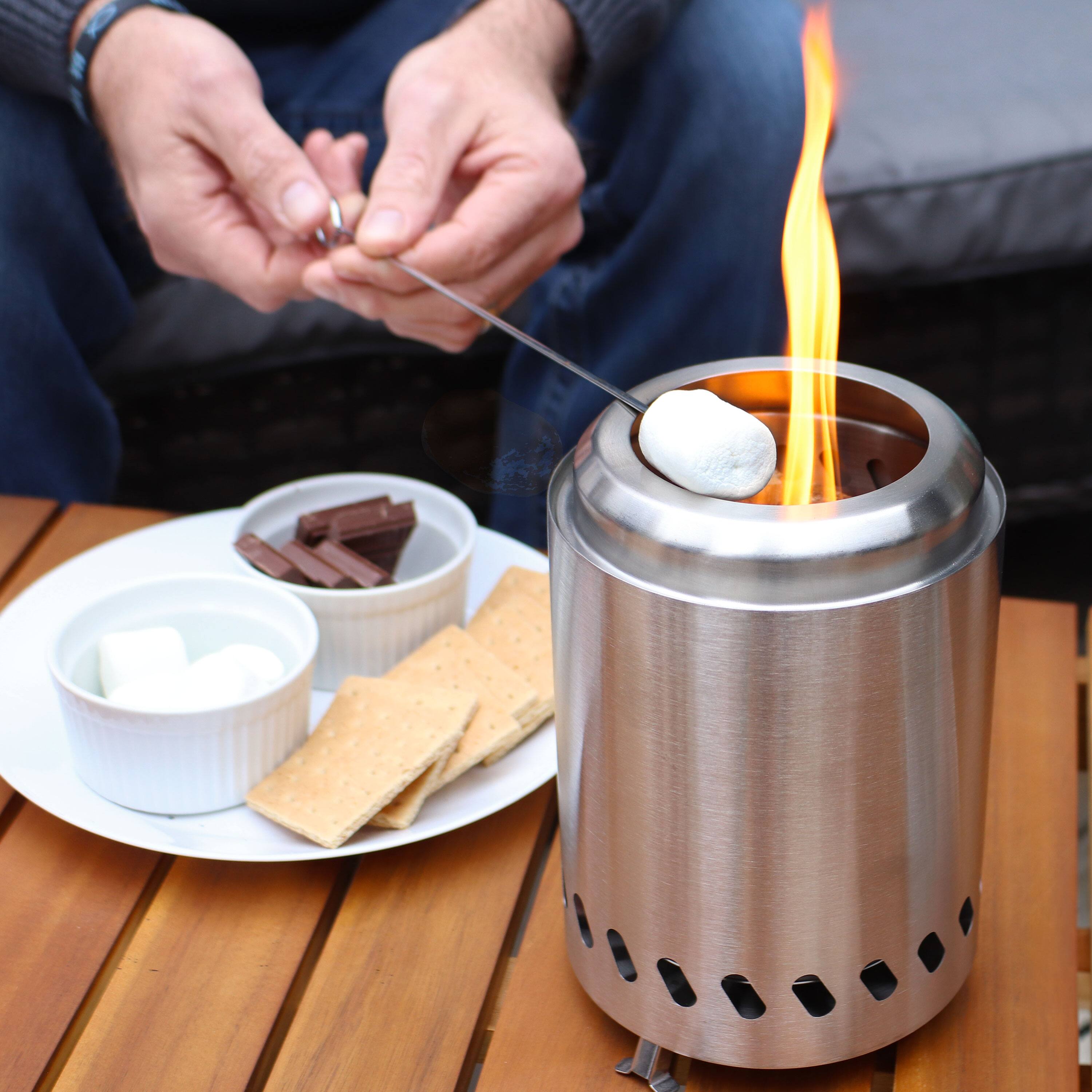 Alt View 1. Sunnydaze - Tabletop Smokeless Fire Pit with Bag and Poker - 5.5 in - Silver.