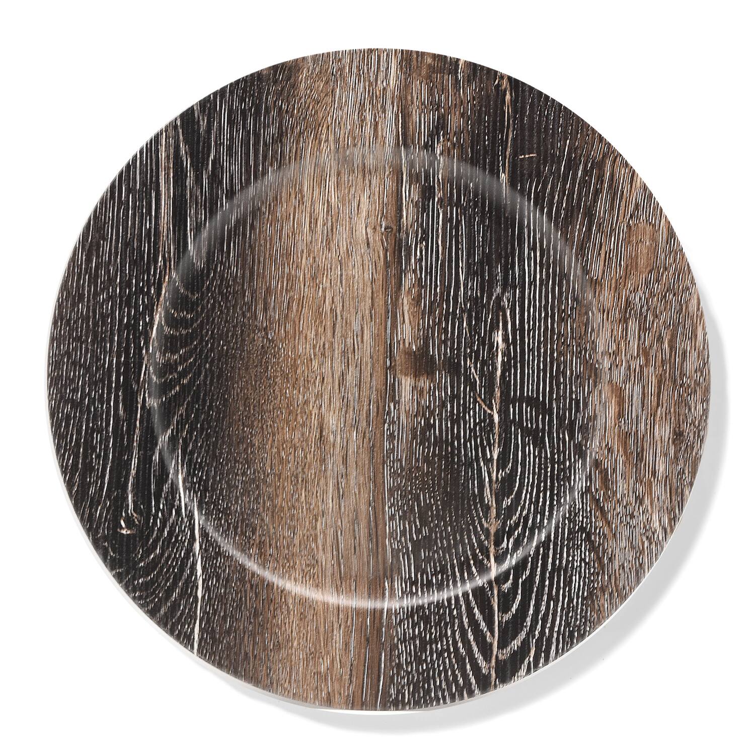 Angle. American Atelier - Walnut Finish Charger Plates set of 12 - Brown.