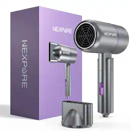 NEXPURE - Hair Dryer, 1300W Lonic Blow Dryer with Nozzle, for All Hair Types,Light and Quiet Home, Salon, Travel