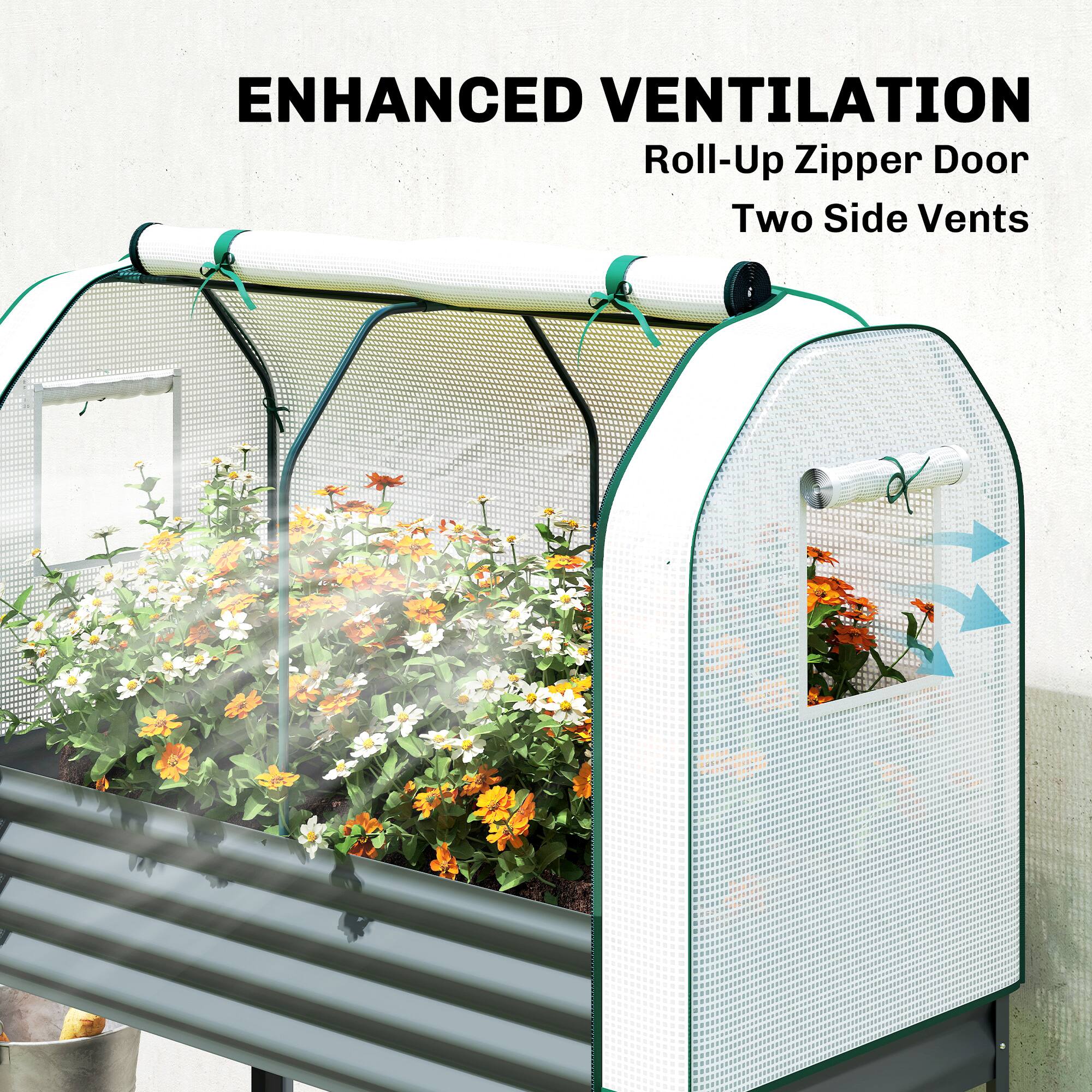 ENHANCED VENTILATION  
Roll-Up Zipper Door  
Two Side Vents