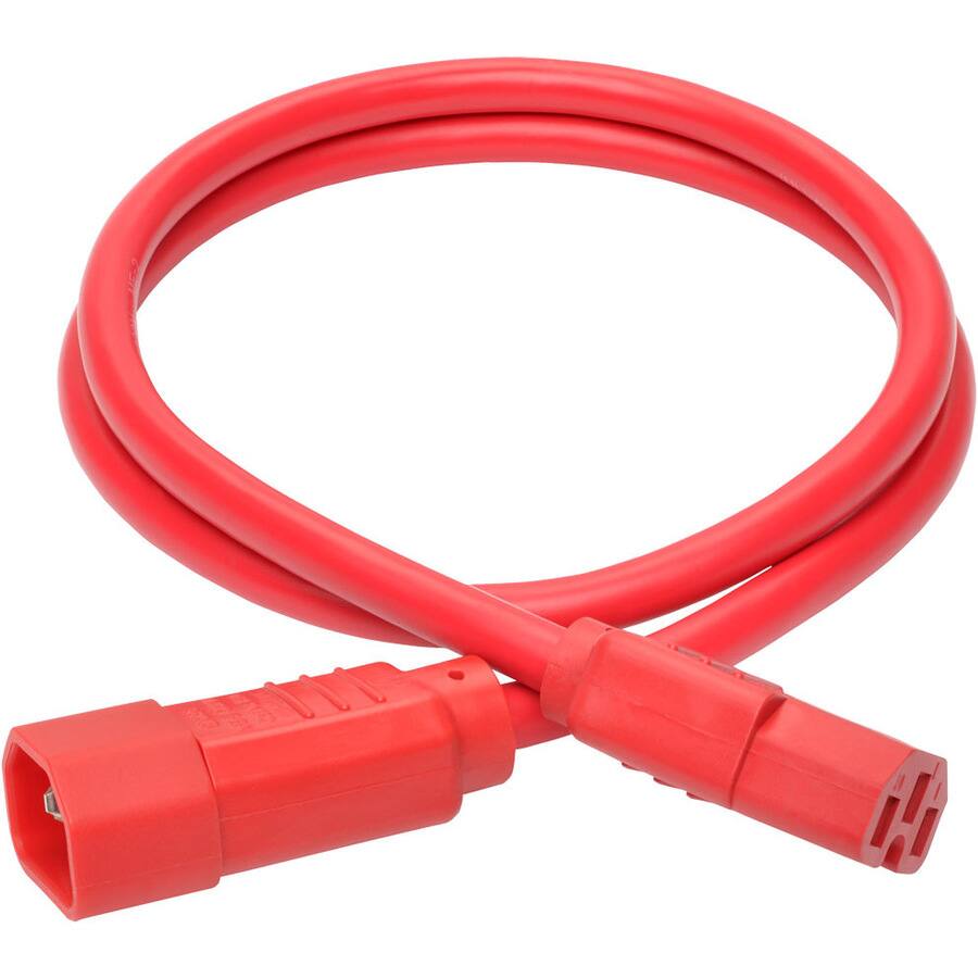 Alt View 1. Tripp Lite - Eaton Tripp Lite Series Power Cord C14 to C15 - Heavy-Duty, 15A, 250V, 14 AWG, 3 ft. (0.91 m), Red - For PDU, UPS - 250 - Red.