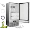 Front. Costway - Costway Under Counter Nugget Ice Maker, Built-in Ice Machine w/Self-Cleaning, LCD Control & 24H Timer, 80 lbs/Day - Silver.