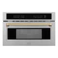 ZLINE - Autograph Edition 30 in. 1.6 cu. ft. Built-in Convection Microwave Oven and Champagne Bronze Accents - Stainless Steel
