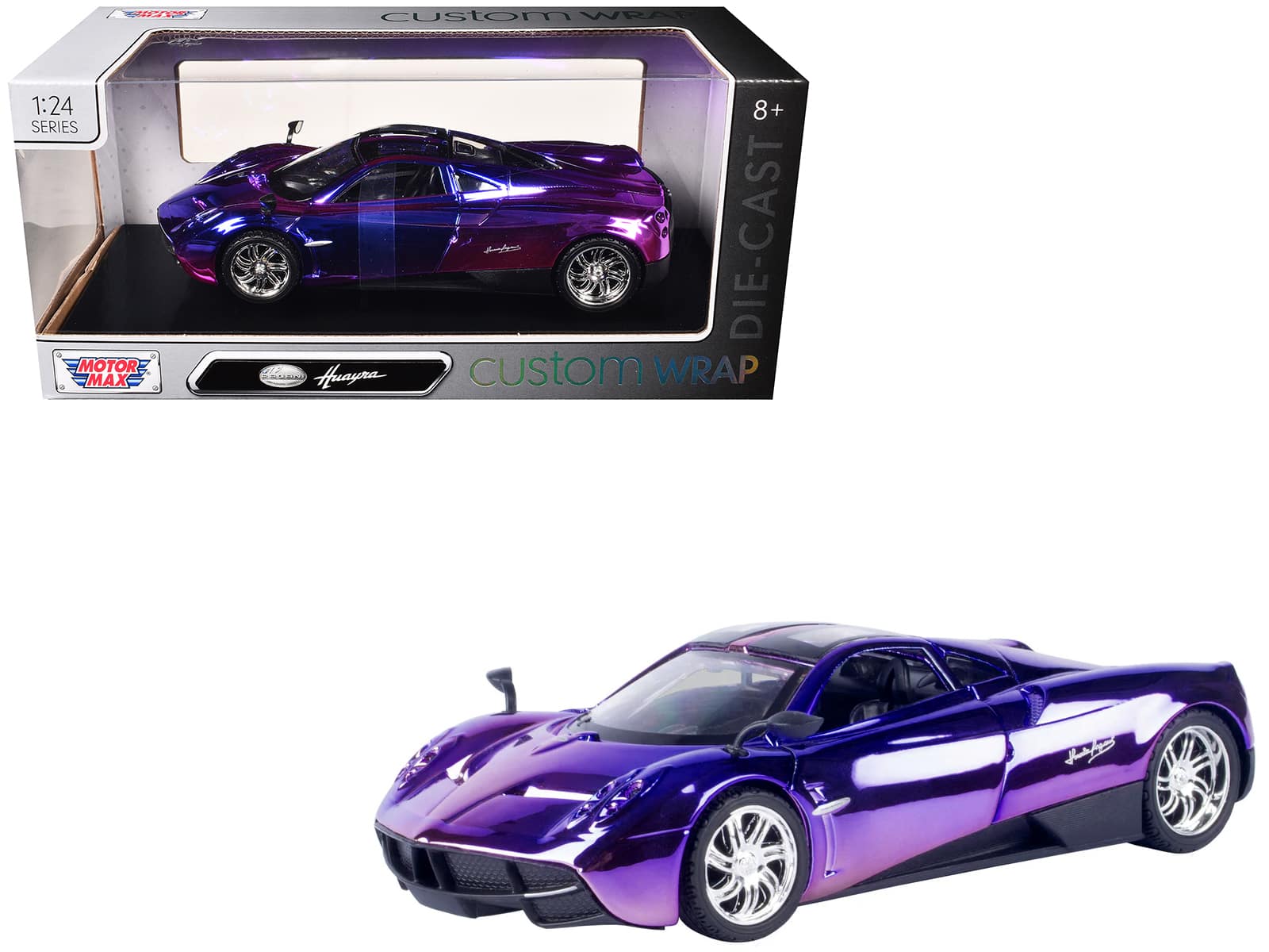 "Pagani Huayra Pink and Purple Chrome ""Custom Wrap"" Series 1/24 Diecast Model by Motormax" price history on PriceWatchPro