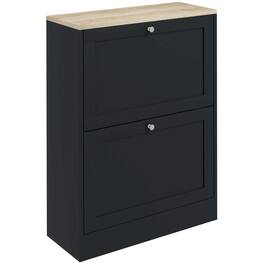 Homcom - Hidden Shoe Cabinet with 2 Flip Drawers & Adjustable Shelves for 12 Pairs, Entryway Storage - Black