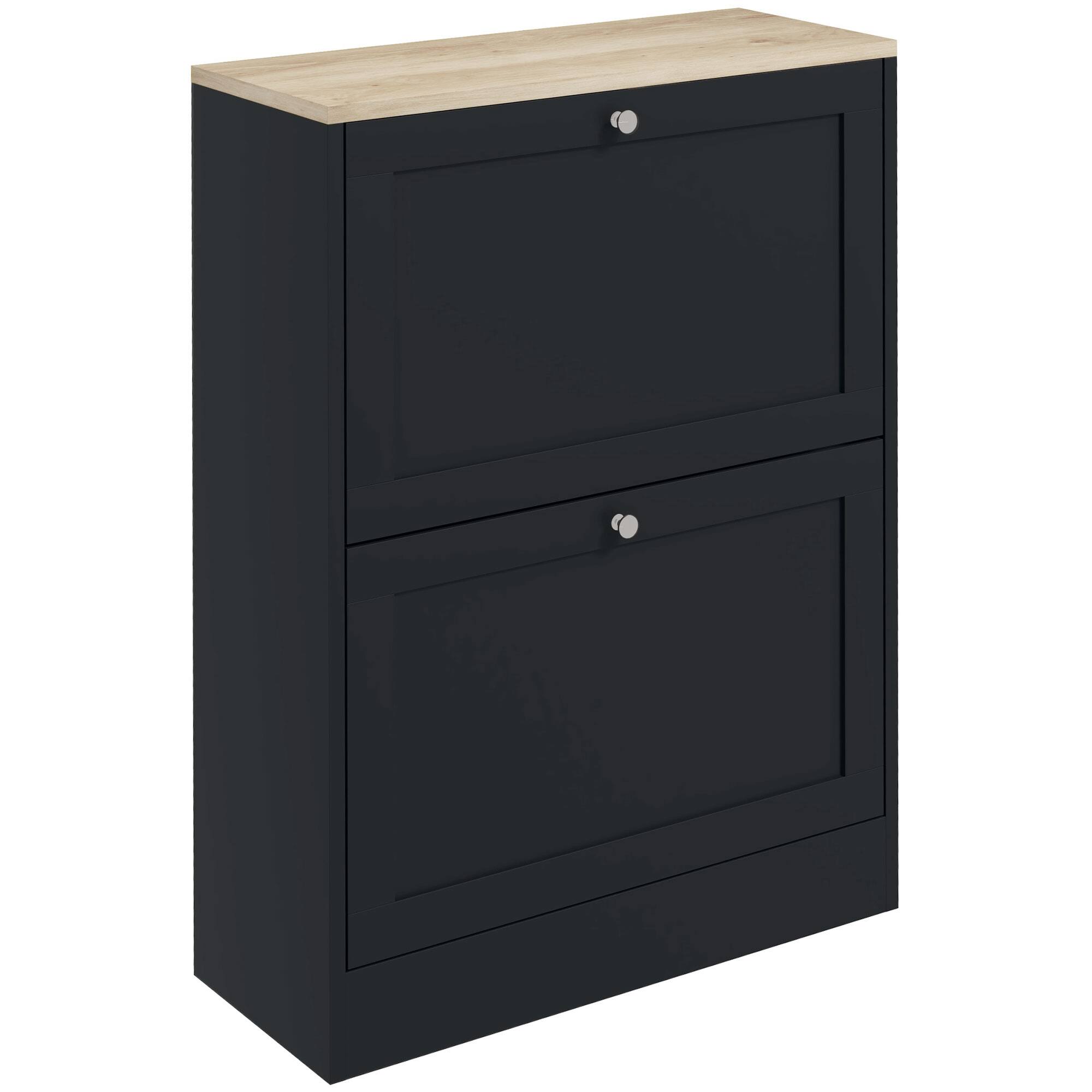 Front. Homcom - Hidden Shoe Cabinet with 2 Flip Drawers & Adjustable Shelves for 12 Pairs, Entryway Storage​​ - Black.