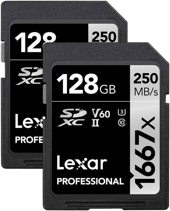 128 GB  
250 MB/s  
Lexar PROFESSIONAL  
XC II  
V60  
1667x