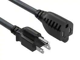 Cable Leader - 14 AWG NEMA 5-15P to NEMA 5-15R Heavy-Duty Power Extension Cord, Grounded 15A/125V for Server, AC, Appliance, UPS - Black