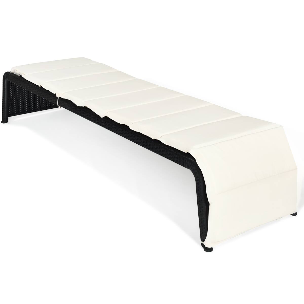 Angle. Costway - Costway Patio Rattan Lounge Chair Chaise Recliner Back Adjustable Cushioned Garden - White + Black.