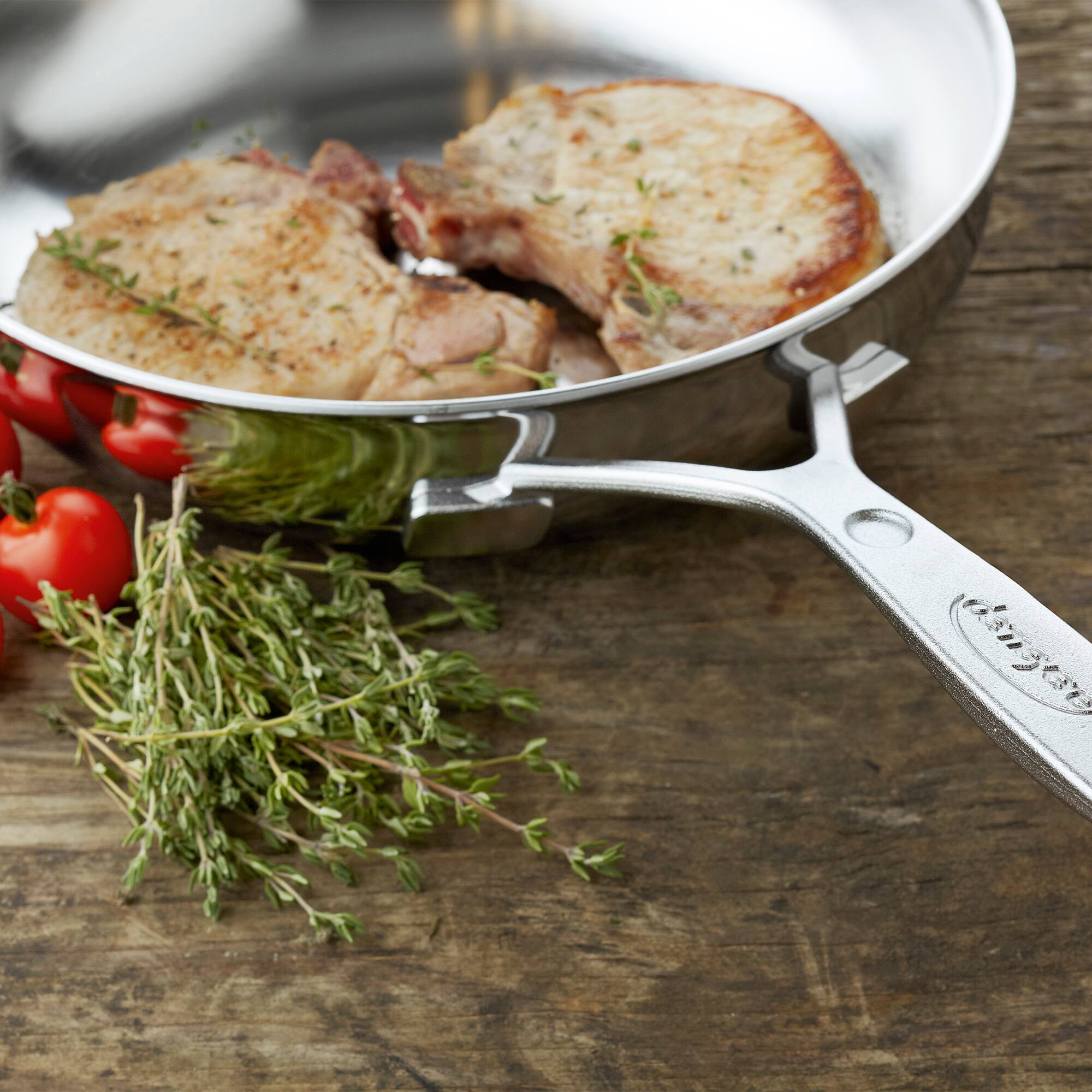 Alt View 1. Demeyere - Demeyere Industry 5-Ply 12.5-inch Stainless Steel Fry Pan with Helper Handle - Stainless Steel.