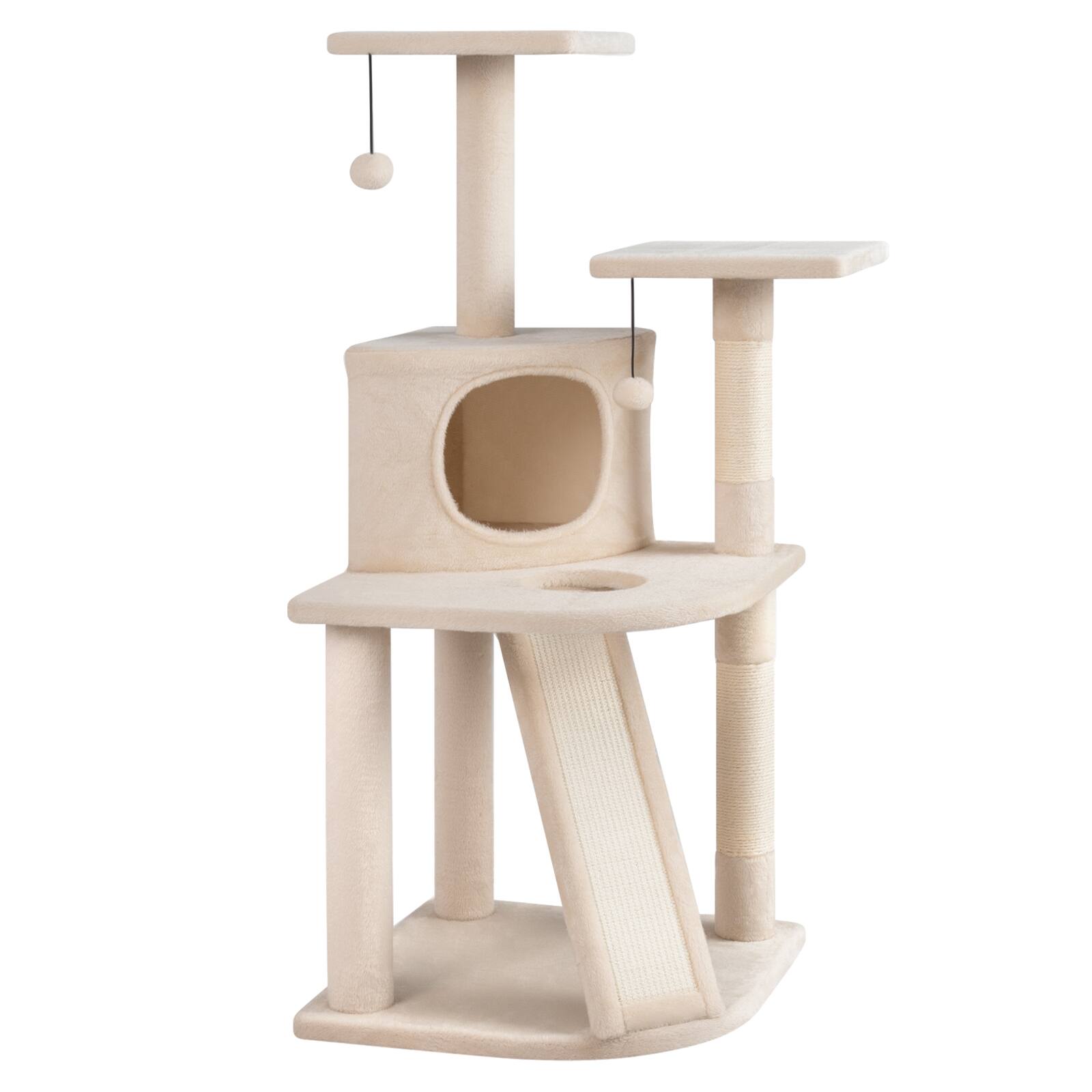 Alt View 9. Gymax - Gymax Cat Tree Multi-Level Cat Tower w/ Top Perches & Cozy Condo Climbing Ladder Beige.