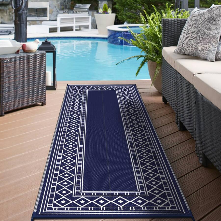 Reds Spade Outdoor Rug Waterproof For Patio 2.Foldable Reversible ...