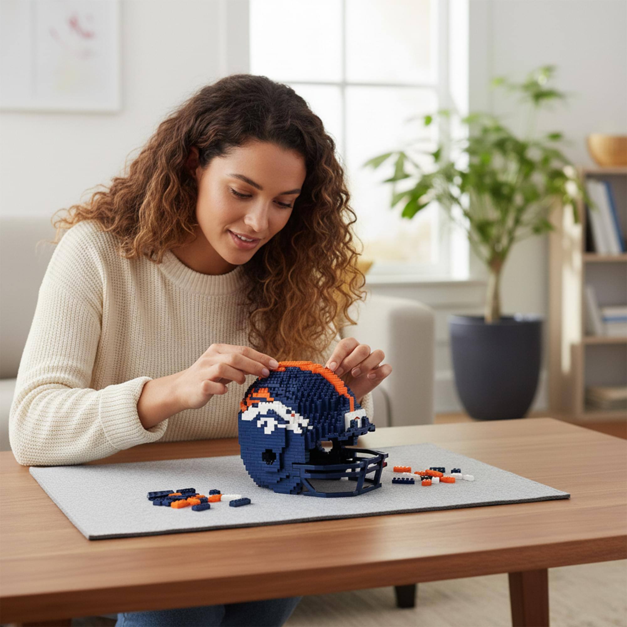 Alt View 5. Forever Collectibles - Denver Broncos NFL FOCO BRXLZ Helmet Building Block Set - Blue.