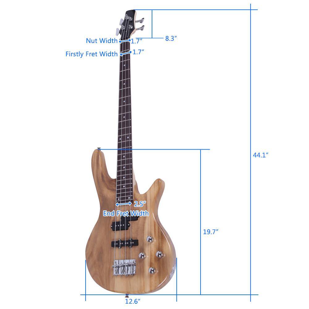 Nut Width + 1.7" 8.3"  
Firstly Fret Width & 1.7" 4 44.1" 4 . 2.5"  
End Fret Width 19.7"  
H 12.6"