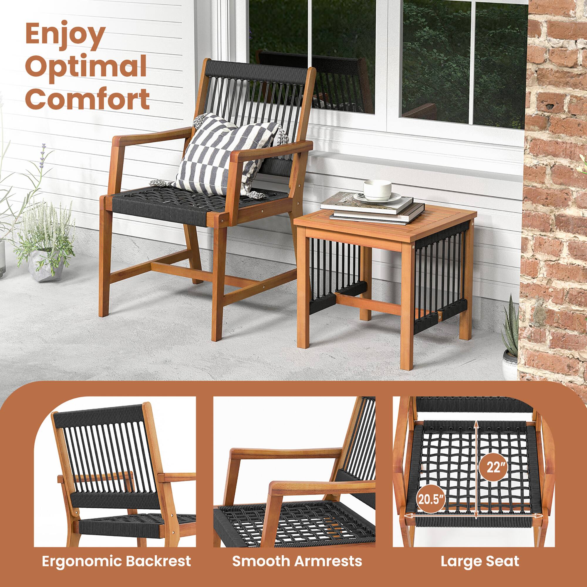 Enjoy Optimal Comfort, Ergonomic Backrest, Smooth Armrests, Large Seat, 22", 20.5"