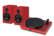 Angle. Pro-Ject - JUKEBOX E1 Hi-Fi Stereo Turntable Set - Gloss Red.