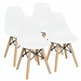 Kadyn - 4 PCS Children Chair Set Medieval Style Dining Chairs with Wood Legs, Kids Chairs for Kids - White