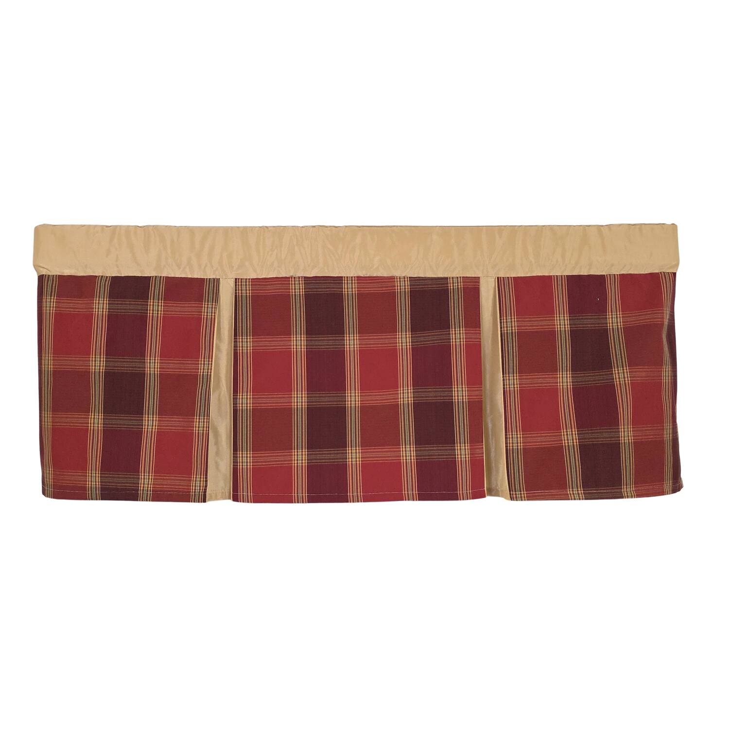 Left. RLF Home - RLF Home Duncaster Pleated Window Valance 100% Cotton Rod Pocket 50" x 17" Burgundy - Burgundy.
