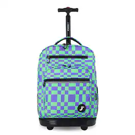 J World - Unisex Sundance 20" Rolling Backpack With Laptop Sleeve For School And Travel - PIXEL CHECKERS