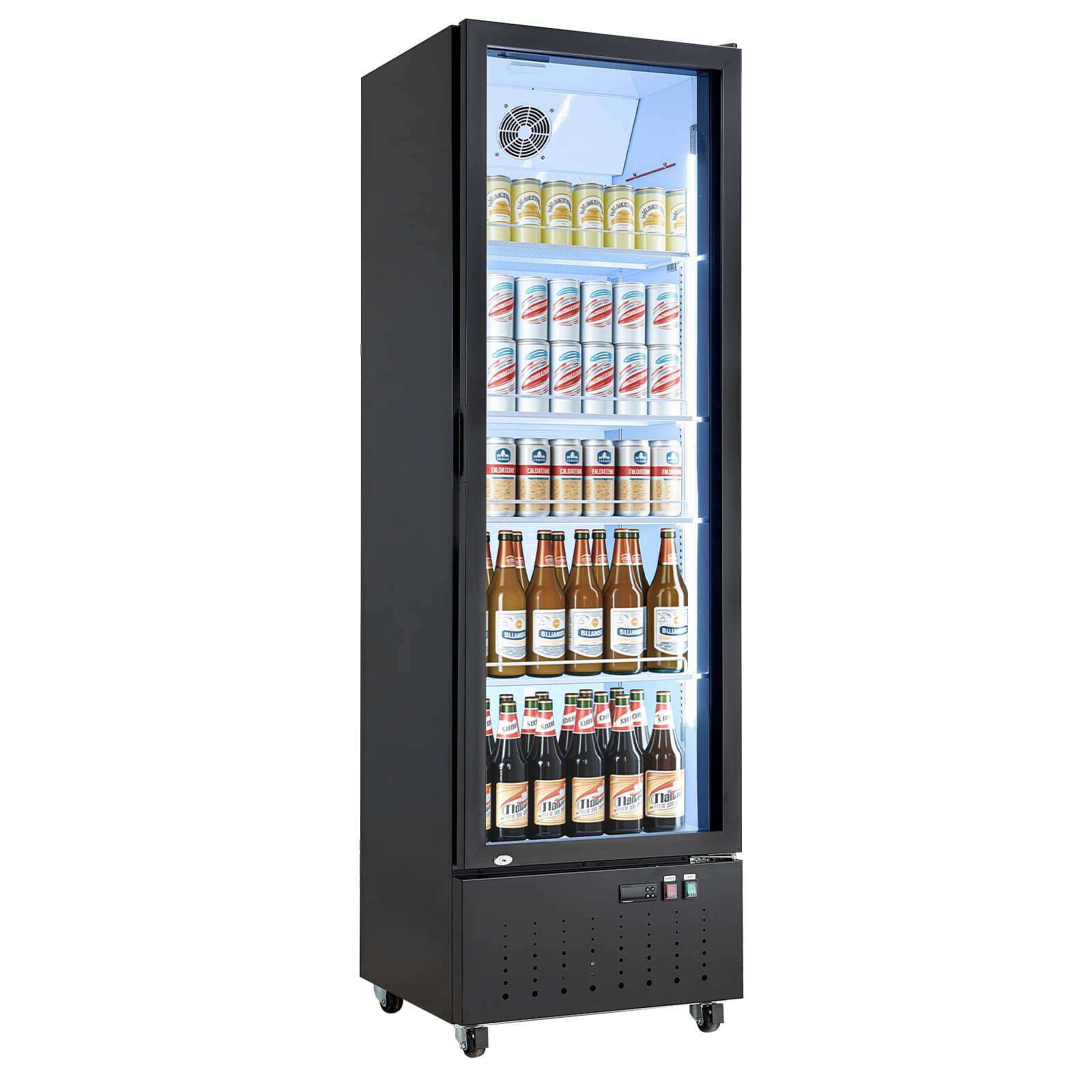 VEVOR - Commercial Merchandiser Refrigerator, 12.7 Cu.Ft / 360 L Glass Door Display Refrigerator, Upright Beverage Cooler Fridge - Black