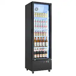 VEVOR - Commercial Merchandiser Refrigerator, 12.7 Cu.Ft / 360 L Glass Door Display Refrigerator, Upright Beverage Cooler Fridge - Black