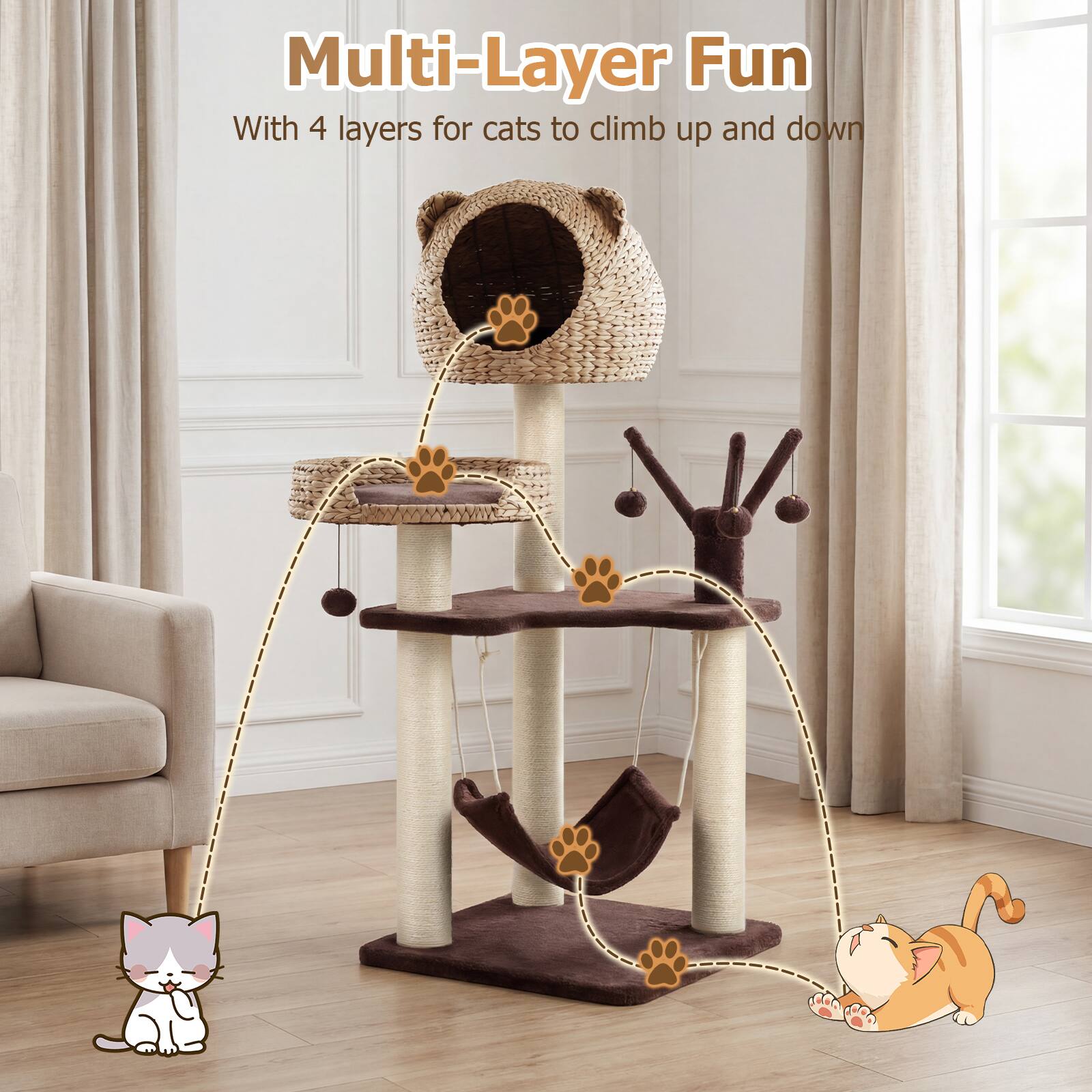 Multi-Layer Fun  
With 4 layers for cats to climb up and down