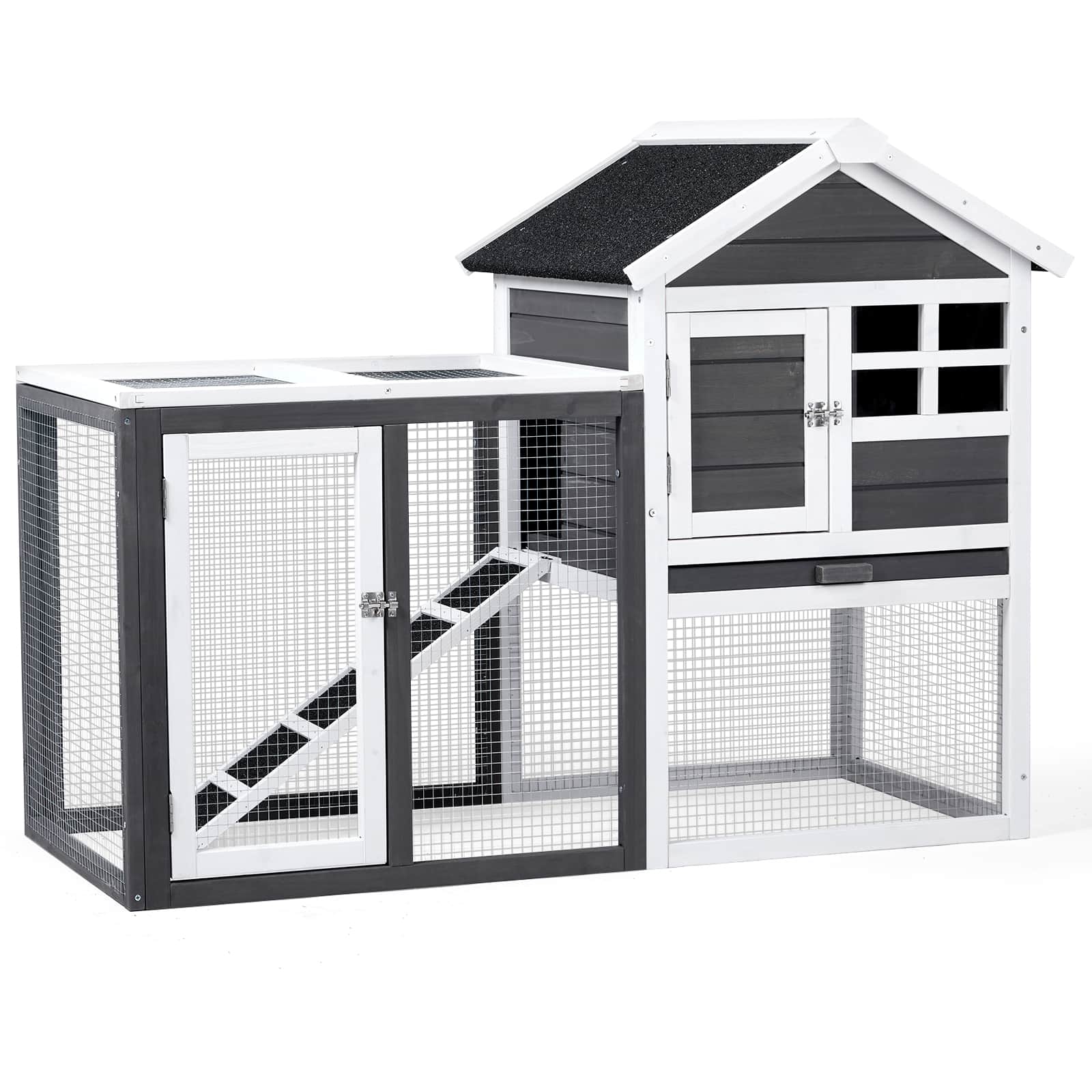 Winado - Wooden Chicken Coop Hen House 46in, Poultry Hutch, Pet Cage with Nesting Box for Backyard Run Cage, Outdoor Garden - Gray