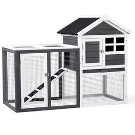 Winado - Wooden Chicken Coop Hen House 46in, Poultry Hutch, Pet Cage with Nesting Box for Backyard Run Cage, Outdoor Garden - Gray
