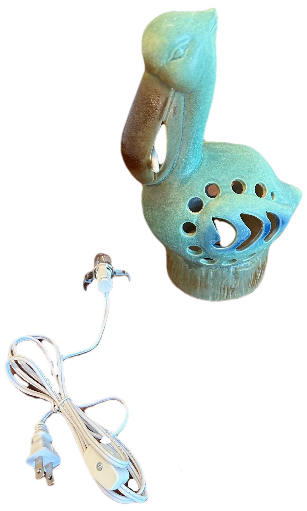 Alt View 5. Mayrich Company - Charming Porcelain Pelican Light with ON/OFF Switch – Whimsical Coastal Décor for Nightstand, Living Room, or Office - Teal.