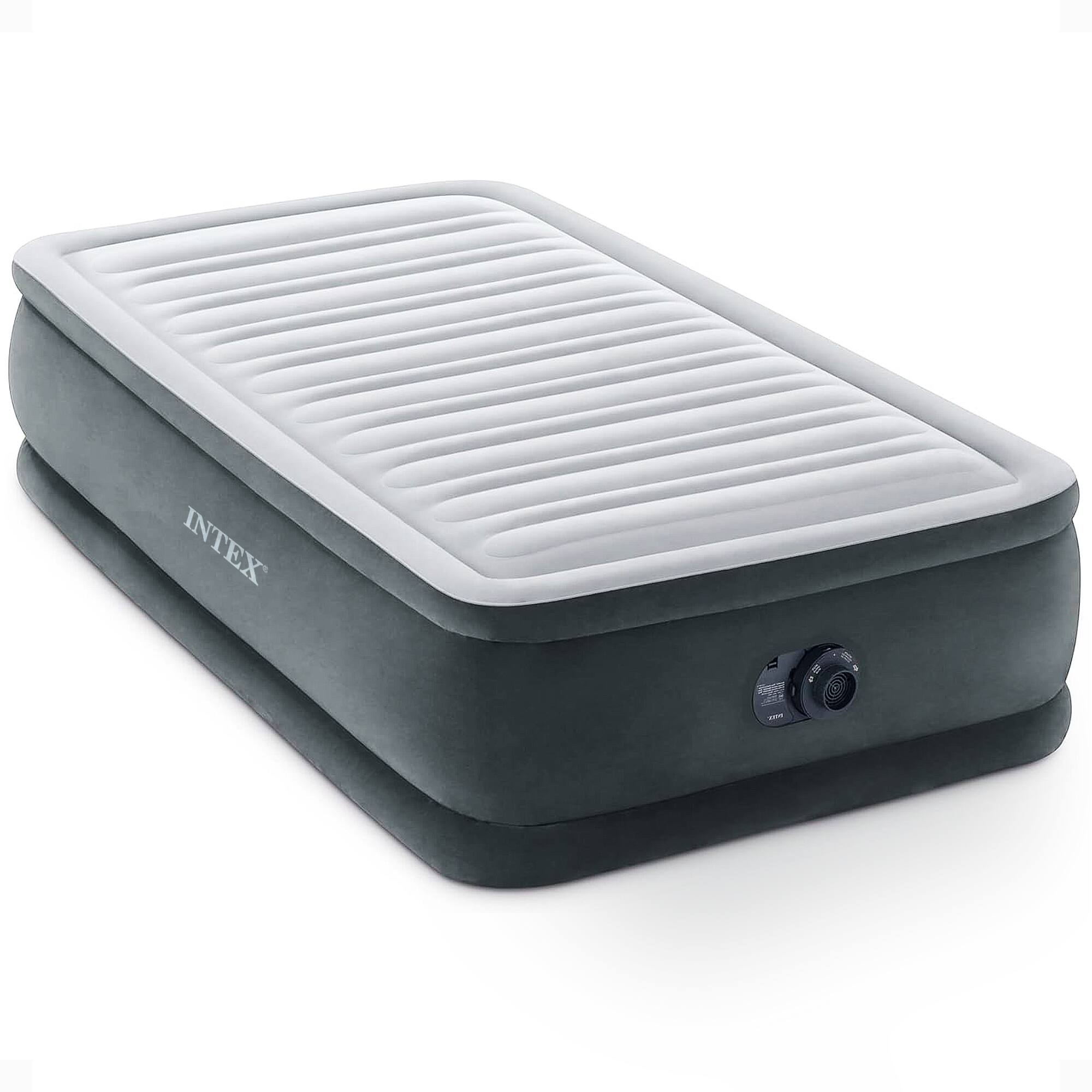 Front. Intex - Intex 67765ED Dura Beam Comfort Plus 13" Airbed Mattress w/ Built In Pump, Twin - Gray.