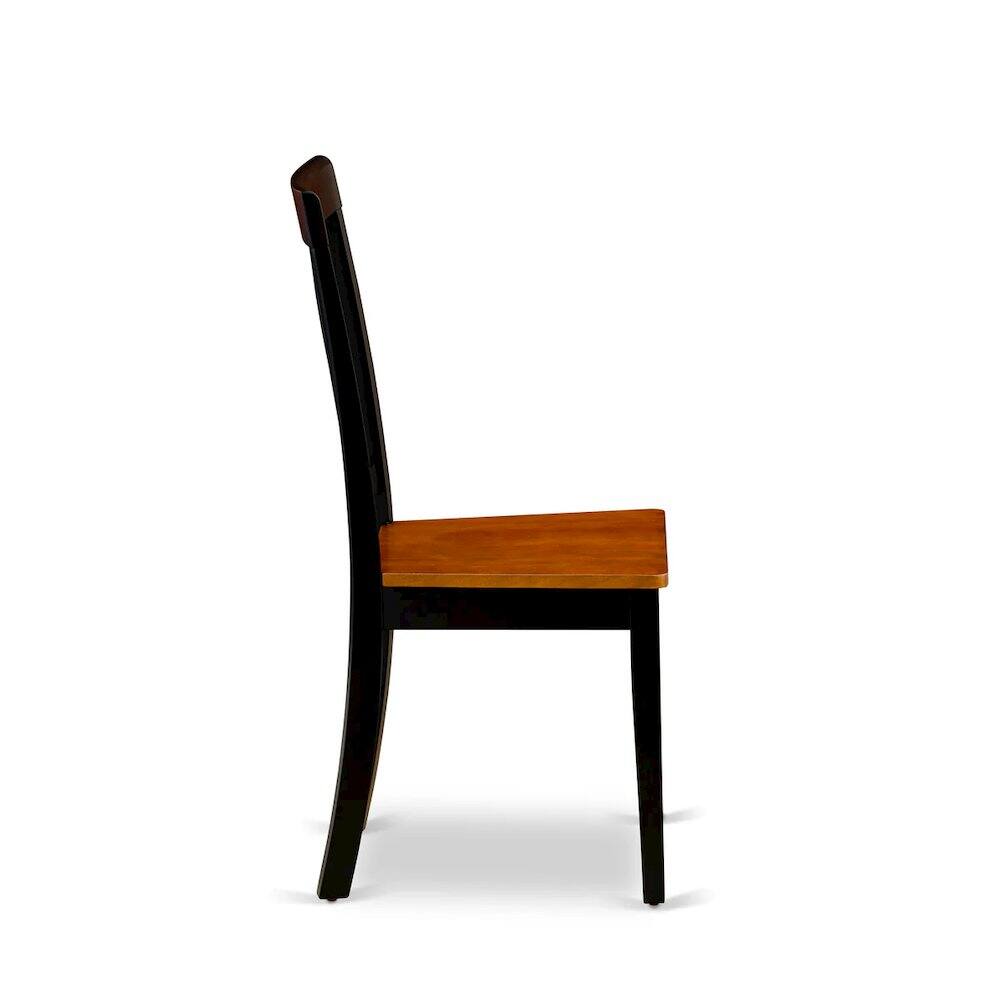 Alt View 2. East West Furniture - Antique Kitchen Dining Chairs - Slat Back Wooden Seat Chairs - Black & Cherry.