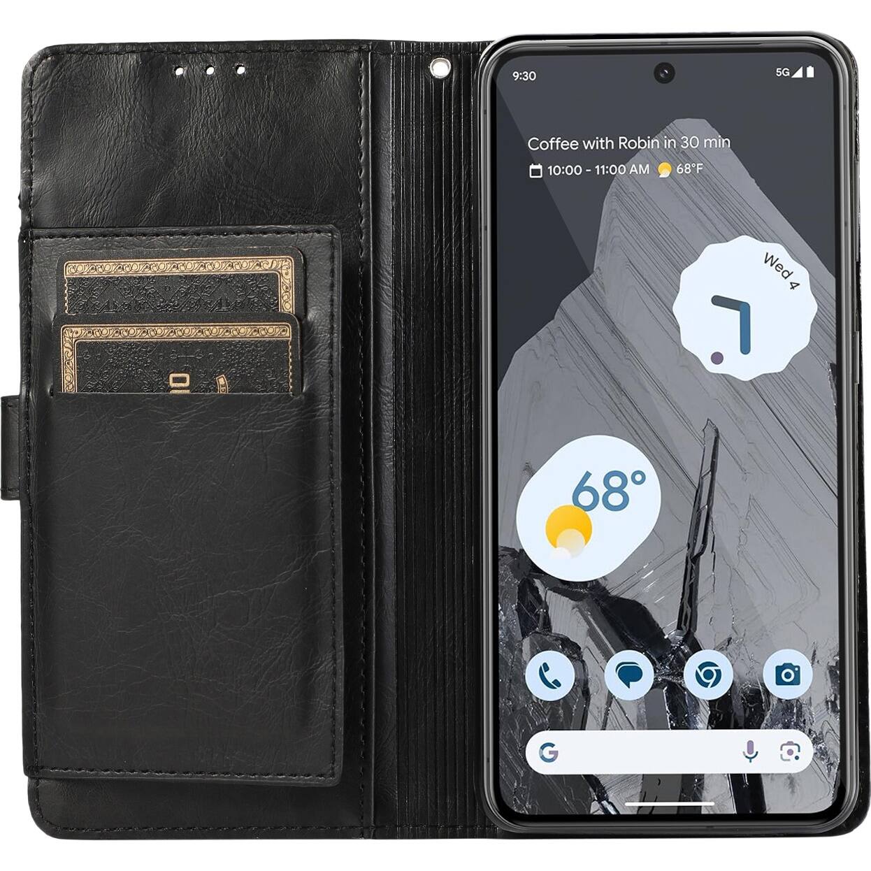 Alt View 13. SaharaCase - Leather Folio Wallet Case for Google Pixel 8 Pro - Black.