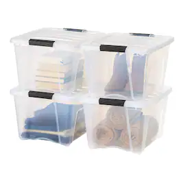 IRIS USA - IRIS 32qt Plastic Storage Bins with Lids and Secure Latching Buckles - 4 Pack