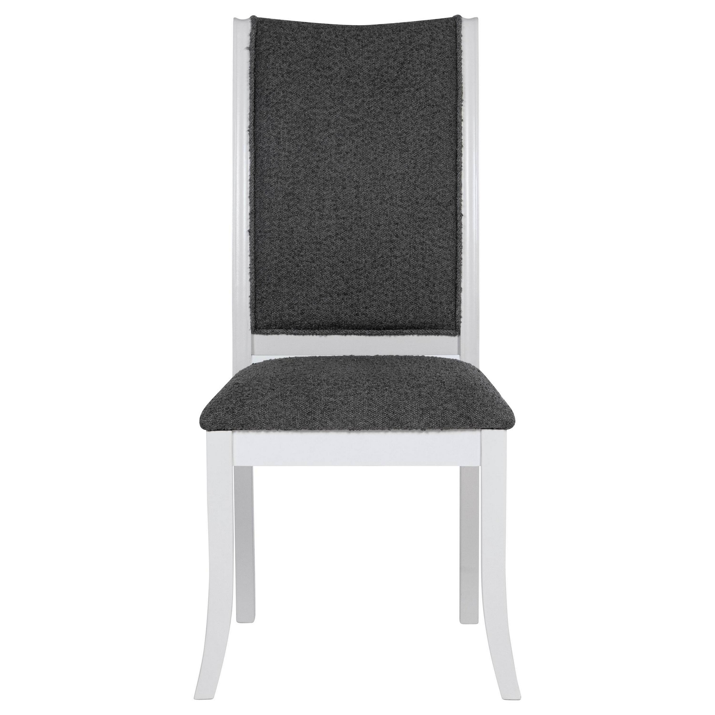 Alt View 1. Manhattan Lane - Judy Dining Side Chair Set of 2, Flared Legs, White Wood, Gray Fabric - White, Dark Gray.
