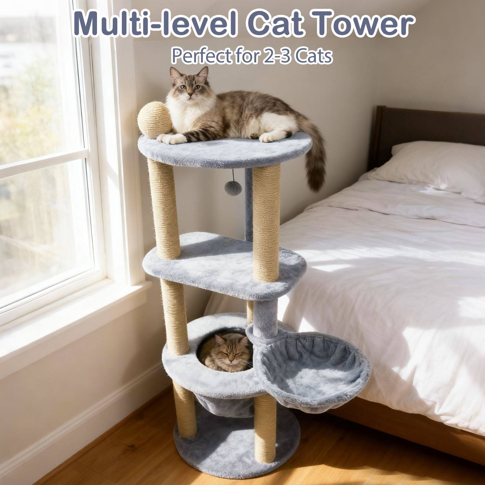 Multi-level Cat Tower  
Perfect for 2-3 Cats