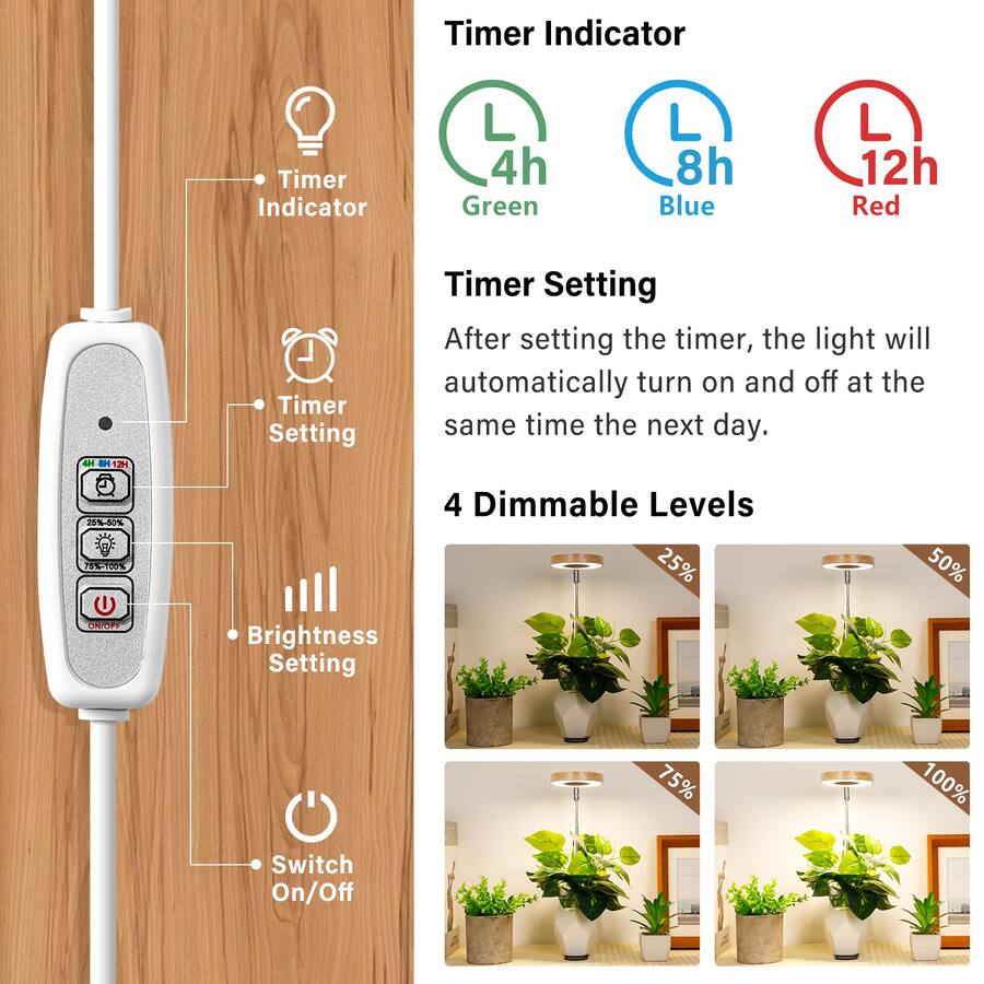 Led Lights With Timer Control Reds Spade Base Desktop Grow Light Led Plant Lamp With Full Spectrum ...