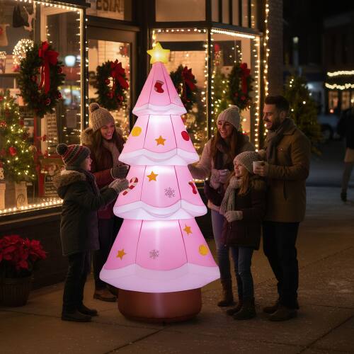 Alt View 9. Winado - 7.2 FT Christmas Inflatable Pink Christmas Tree Decoration for Outdoor Holiday Party - Pink.
