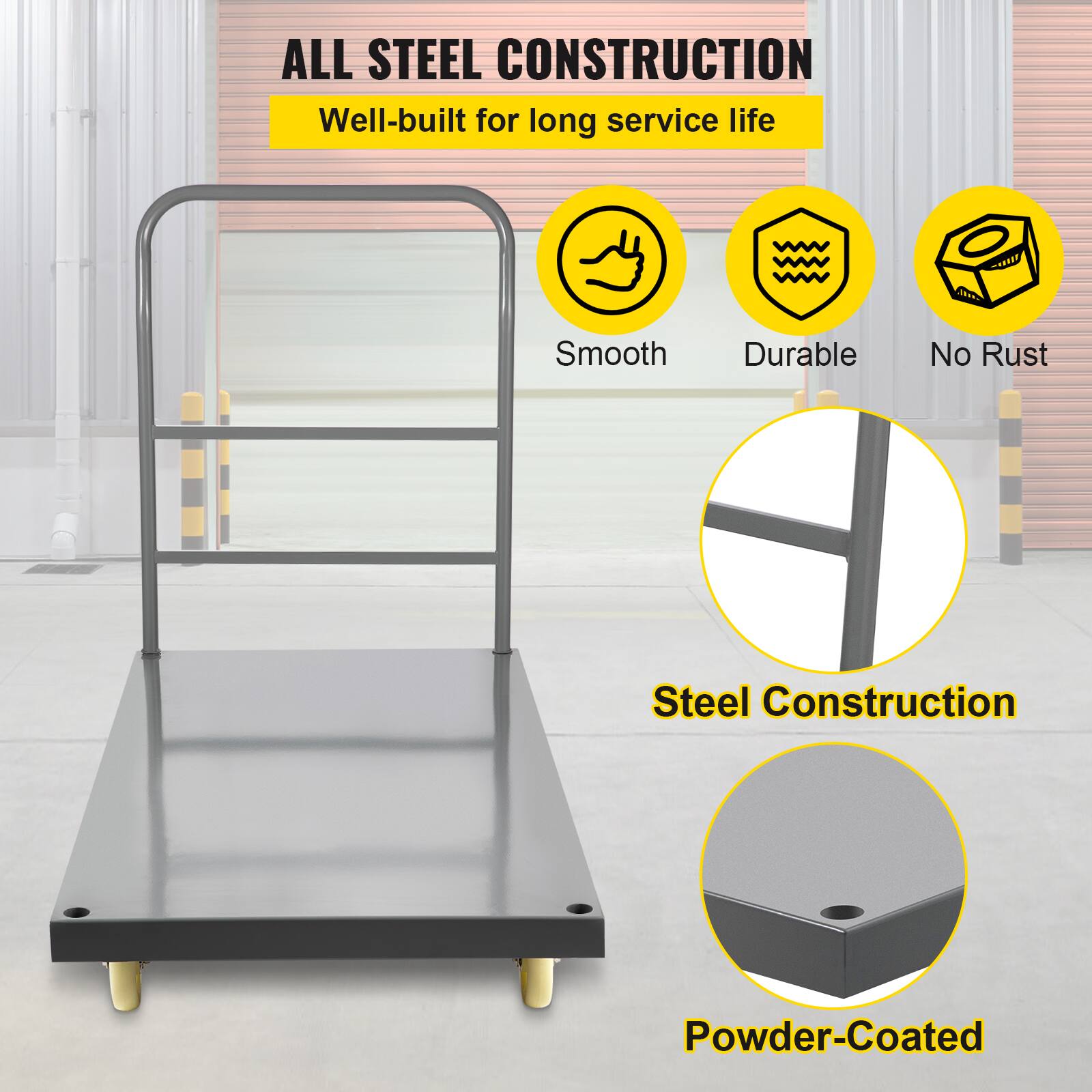 ALL STEEL CONSTRUCTION  
Well-built for long service life  

- Smooth  
- Durable  
- No Rust  

Steel Construction  
Powder-Coated