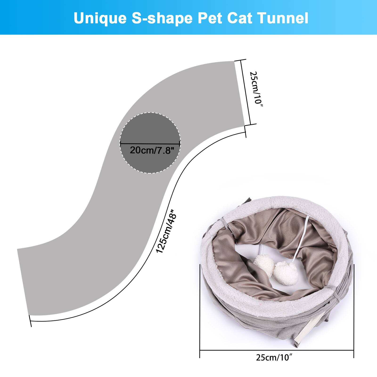 Unique S-shape Pet Cat Tunnel
25cm/10"
20cm/7.8"
125cm/48"